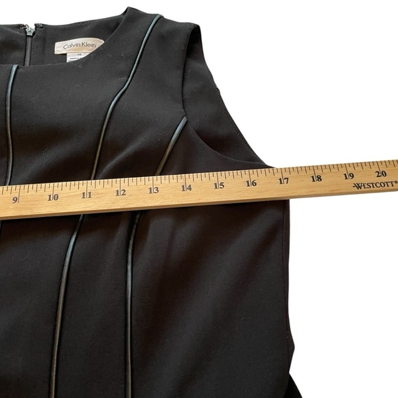 CALVIN KLEIN Black Sleeveless Dress with Faux Leather Trim-Size 10 - Picture 9 of 12